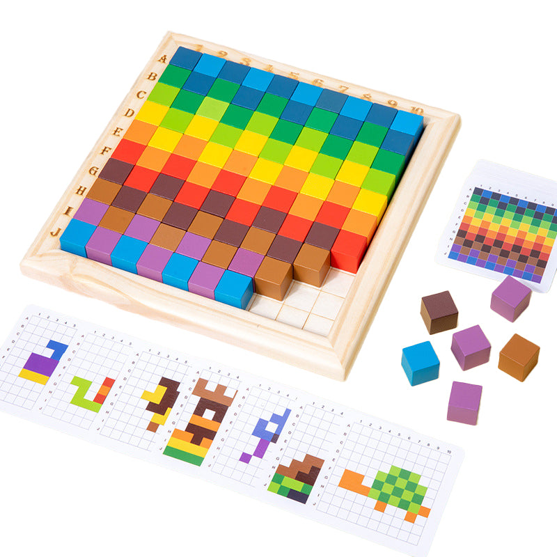 Wooden early education cognitive children¡¯s learning toys, educational puzzles, jigsaw puzzles, colorful cubes, wooden building blocks