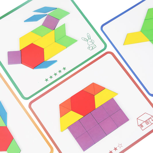 155-piece wooden children's toy set with creative shapes, jigsaw puzzle, tangram, educational toy for early learning ¨C versatile building blocks