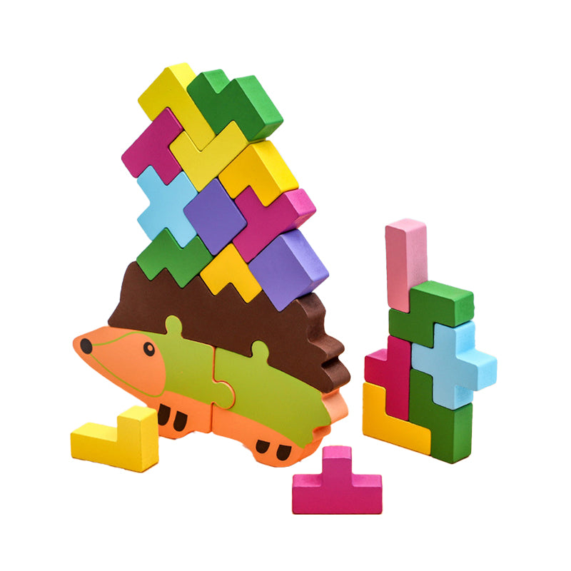 Wooden children¡¯s early education toy: Hedgehog stacking set for color recognition and balance training, Russian puzzle-style toy that combines two functions in one