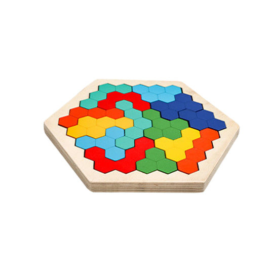 Wooden children¡¯s early education toy for logical thinking training ¨C hexagonal puzzle board with fun, versatile assembly options