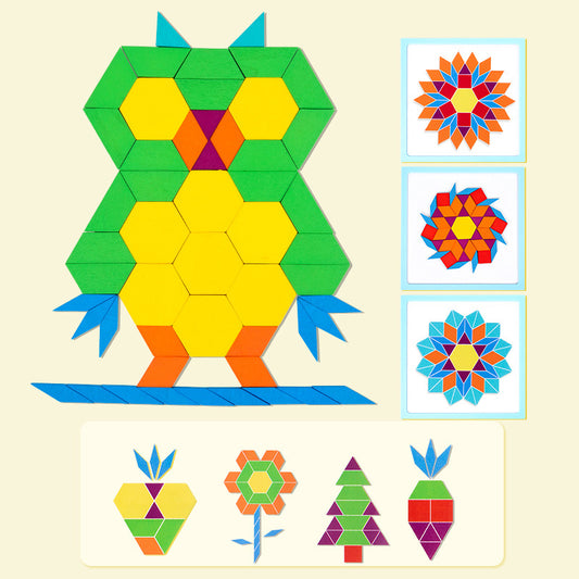 196-piece wooden children's educational toy with creative geometric shapes and magnetic jigsaw puzzle set