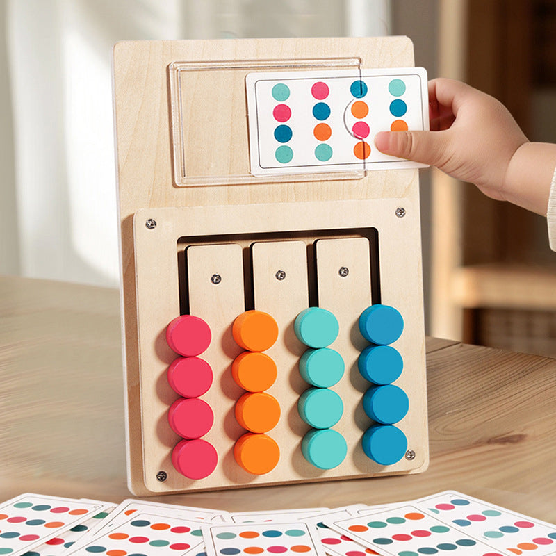 Children's Four-Color Movement Puzzle for Cognitive Development, Memory Training, Logical Thinking, and Movement Skills ¨C Wooden Educational Board Game for Young Children
