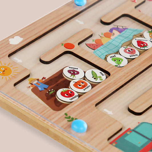 Magnetic color-number sorting board, traffic-themed number bead maze, wooden toy for early childhood education and thinking training