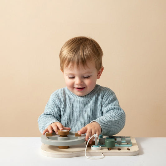 Children's Early Education Simulation Steering Wheel Busy Board ¨C Wooden Driver Role-playing Lock-picking Educational Toy