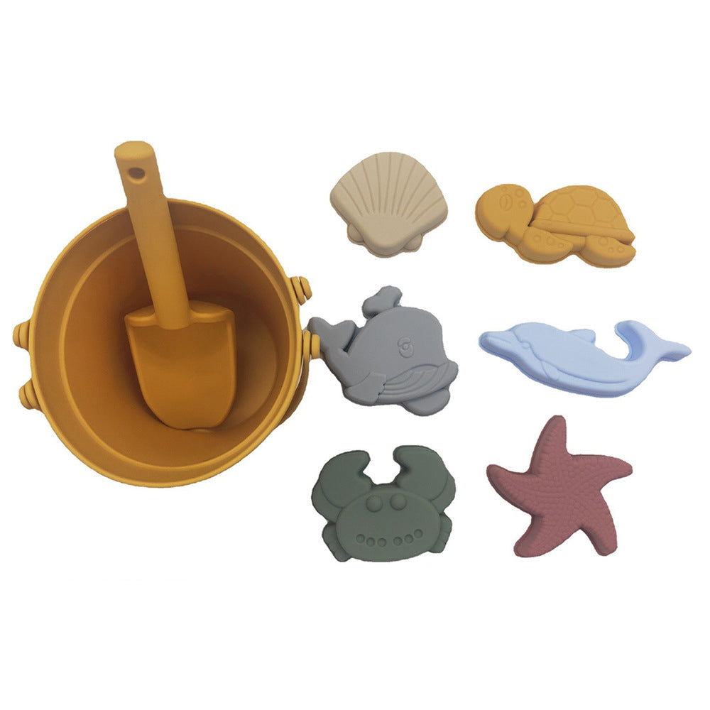 Children's silicone toy parent-child interactive sand play and water play tool set, sand digging shovel bucket, beach toys