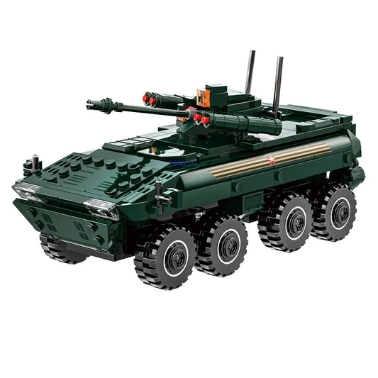 Children's building toy: small particle-powered mechanical military boomerang infantry combat vehicle