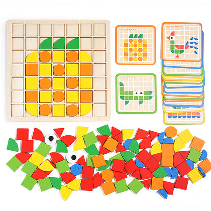 Wooden Early Education Mosaic 3D Puzzle Building Blocks Educational Toy