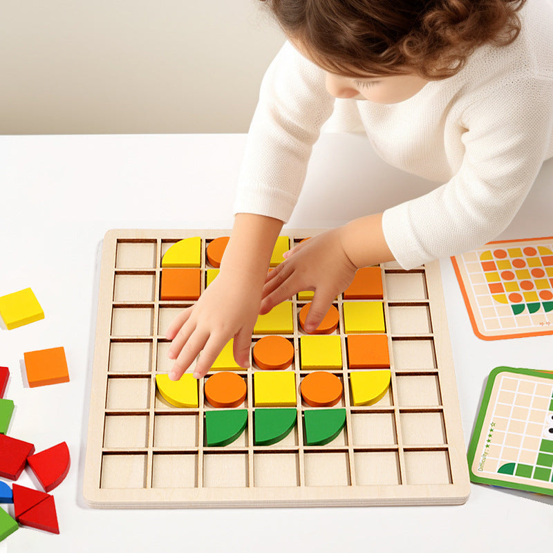 Wooden Early Education Mosaic 3D Puzzle Building Blocks Educational Toy