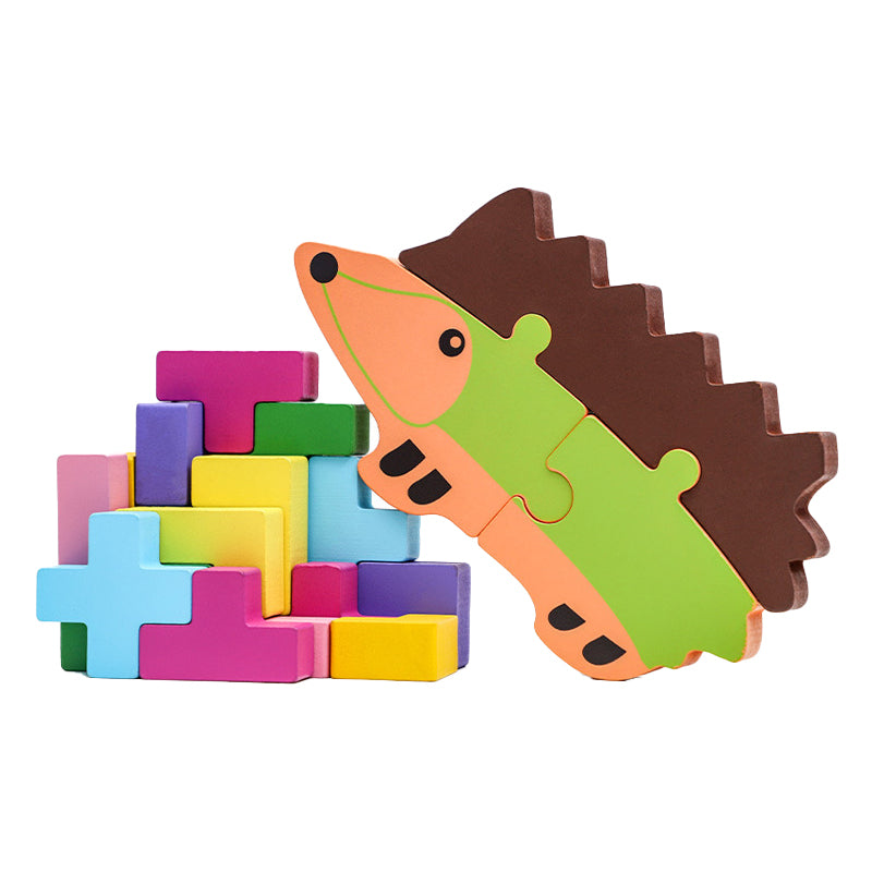 Wooden children¡¯s early education toy: Hedgehog stacking set for color recognition and balance training, Russian puzzle-style toy that combines two functions in one