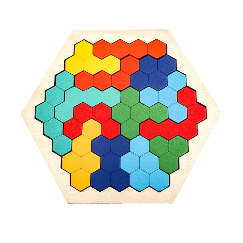 Wooden children¡¯s early education toy for logical thinking training ¨C hexagonal puzzle board with fun, versatile assembly options