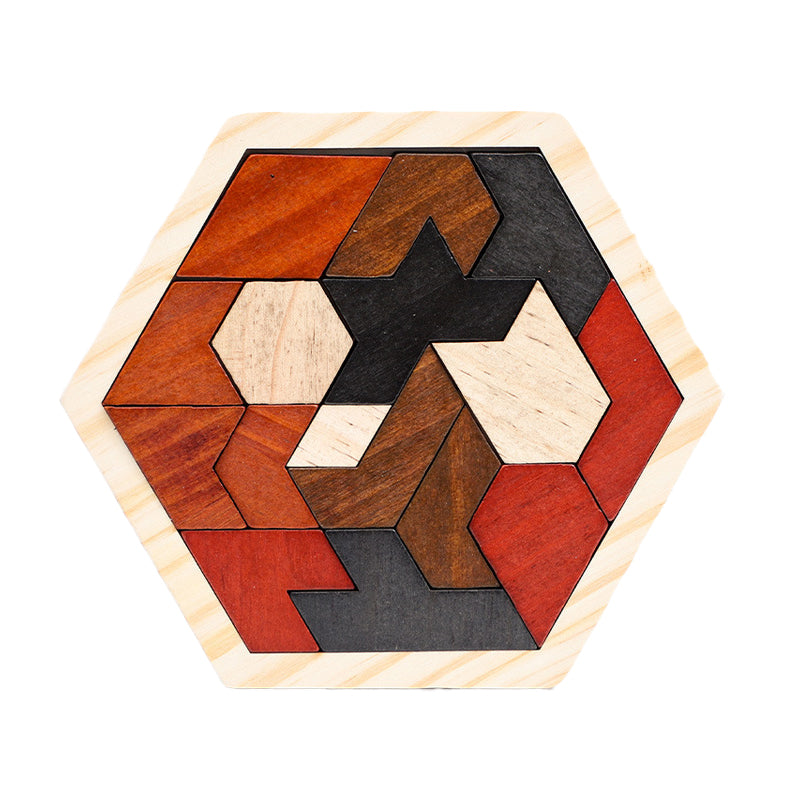 Wooden children¡¯s early education toy for logical thinking training ¨C hexagonal puzzle board with fun, versatile assembly options