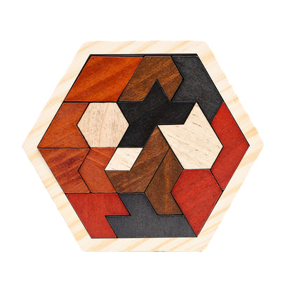 Wooden children¡¯s early education toy for logical thinking training ¨C hexagonal puzzle board with fun, versatile assembly options