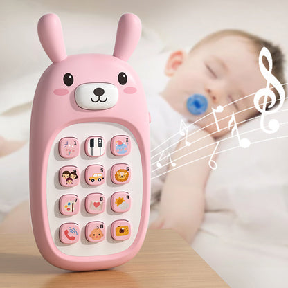 Cartoon early education simulation phone for babies ¨C chewable, multi-functional musical toy with educational features
