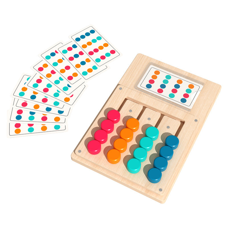 Children's Four-Color Movement Puzzle for Cognitive Development, Memory Training, Logical Thinking, and Movement Skills ¨C Wooden Educational Board Game for Young Children