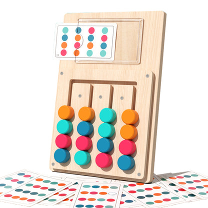 Children's Four-Color Movement Puzzle for Cognitive Development, Memory Training, Logical Thinking, and Movement Skills ¨C Wooden Educational Board Game for Young Children