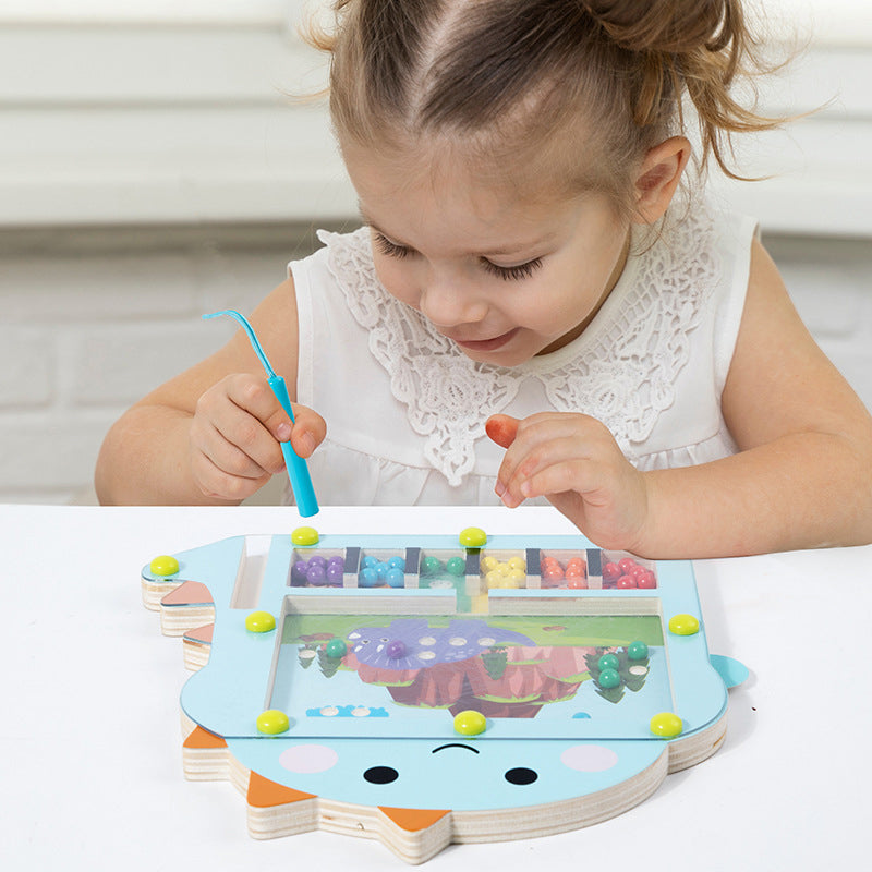 Magnetic Dinosaur Pencil-Controlled Maze Educational Toy for Children ¨C Color Categorization and Puzzle Piece Game