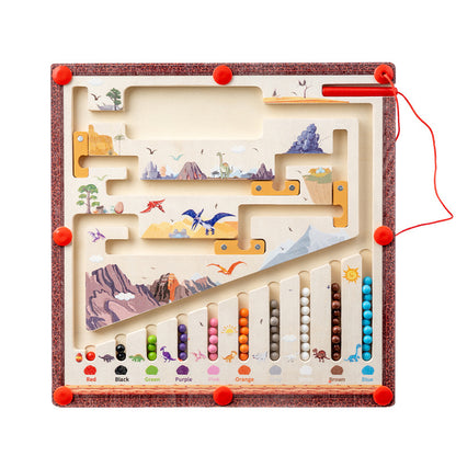 Children's Educational Magnetic Maze Montessori Toy: Wooden Magnetic Letters, Parking Lot Matching Board Puzzle