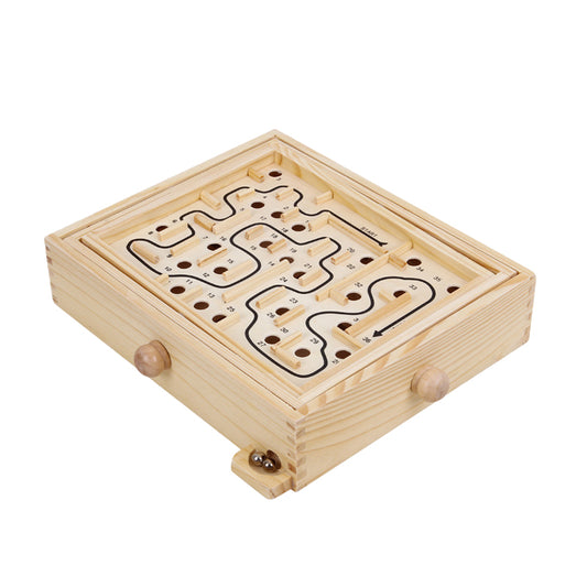 Children's wooden interactive adult-tabletop balancing ball game, intelligent track bead-moving hand-cranked maze puzzle toy