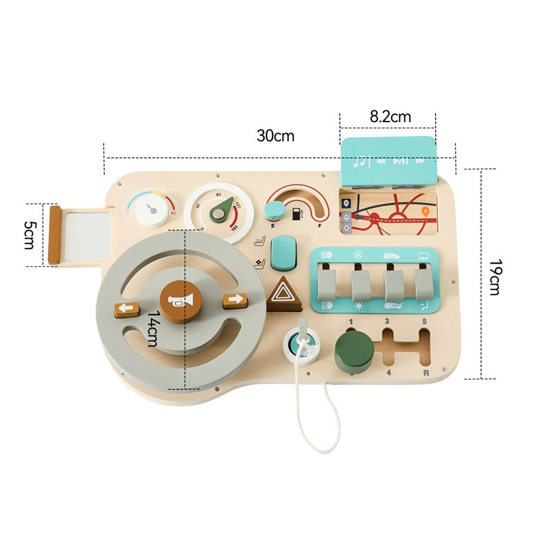 Children's Early Education Simulation Steering Wheel Busy Board ¨C Wooden Driver Role-playing Lock-picking Educational Toy