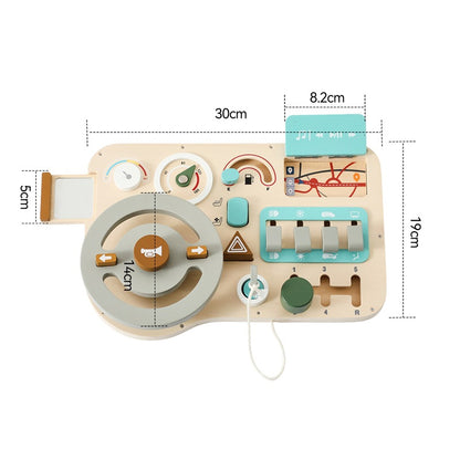 Children's Early Education Simulation Steering Wheel Busy Board ¨C Wooden Driver Role-playing Lock-picking Educational Toy