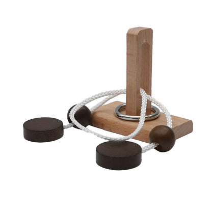 Wooden rope-solving educational toy series: pillar-based rope-solving and loop-unlocking toys for fun
