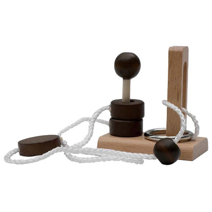 Wooden rope-solving educational toy series: pillar-based rope-solving and loop-unlocking toys for fun