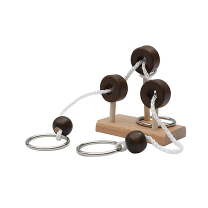 Wooden rope-solving educational toy series: pillar-based rope-solving and loop-unlocking toys for fun