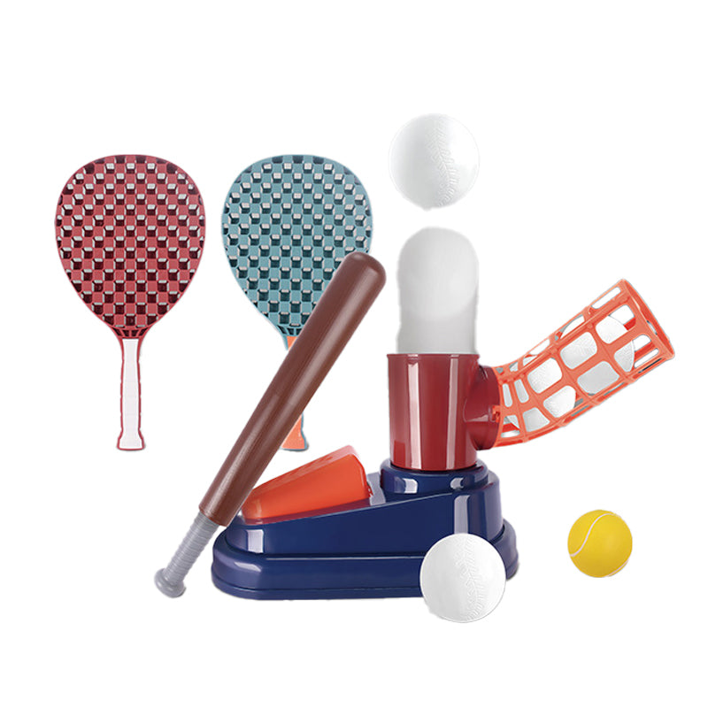 Children's 2-in-1 Baseball/Tennis Trainer with Parent-Child Interactive Foot Pedal Launcher - Outdoor Toy