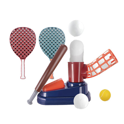 Children's 2-in-1 Baseball/Tennis Trainer with Parent-Child Interactive Foot Pedal Launcher - Outdoor Toy