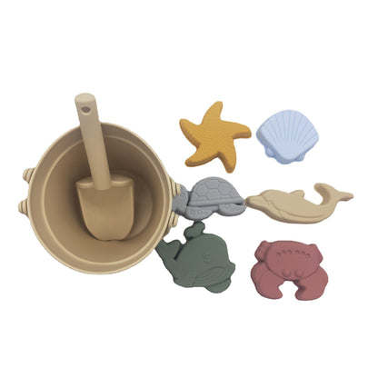 Children's silicone toy parent-child interactive sand play and water play tool set, sand digging shovel bucket, beach toys