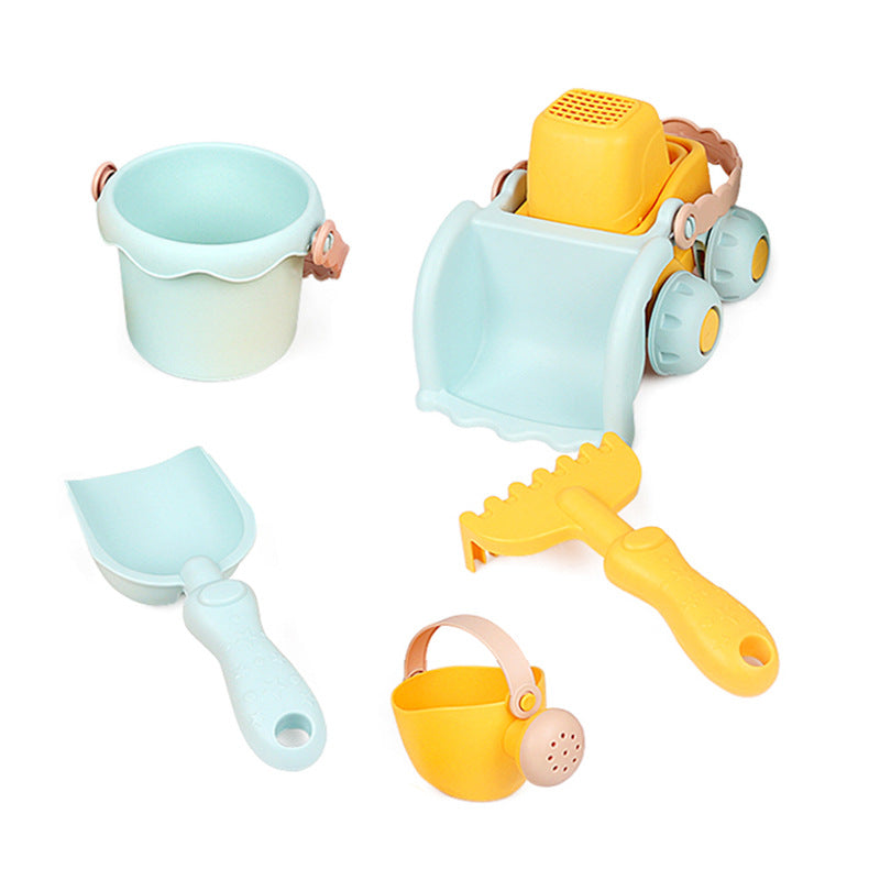 Children's beach toys, baby beach sand play set, sand shovel, bucket, hourglass, digging tool set, sandpit stroller