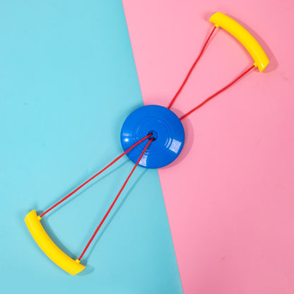 Physical fitness training equipment for preschoolers, including resistance training discs, rope systems, and other toys.