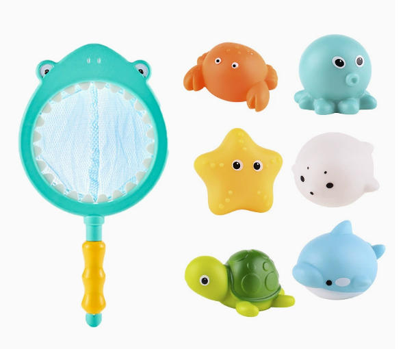 Baby bath toys turtle water spray net fishing shark kids animal squeeze floating water play toys