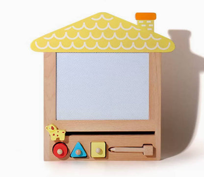 Children's magnetic drawing doodle board, kindergarten educational writing board, baby early education wooden brush drawing board