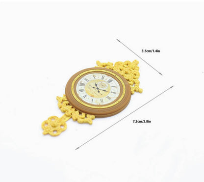 Children's pretend play miniature retro European wall clock mini living room retro clock