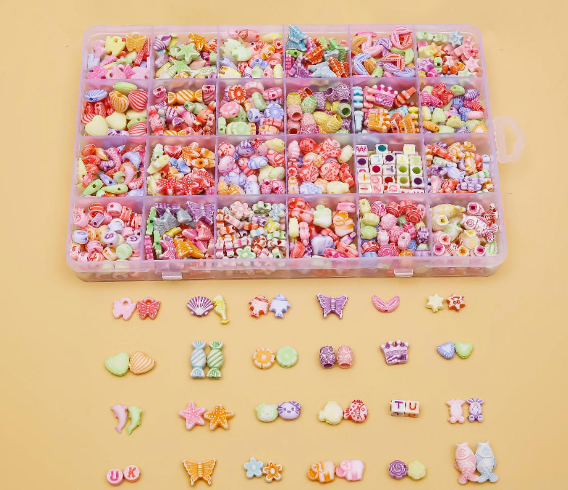 Children's beading educational toy, bead-threading craft kit, DIY bracelet and necklace for girls