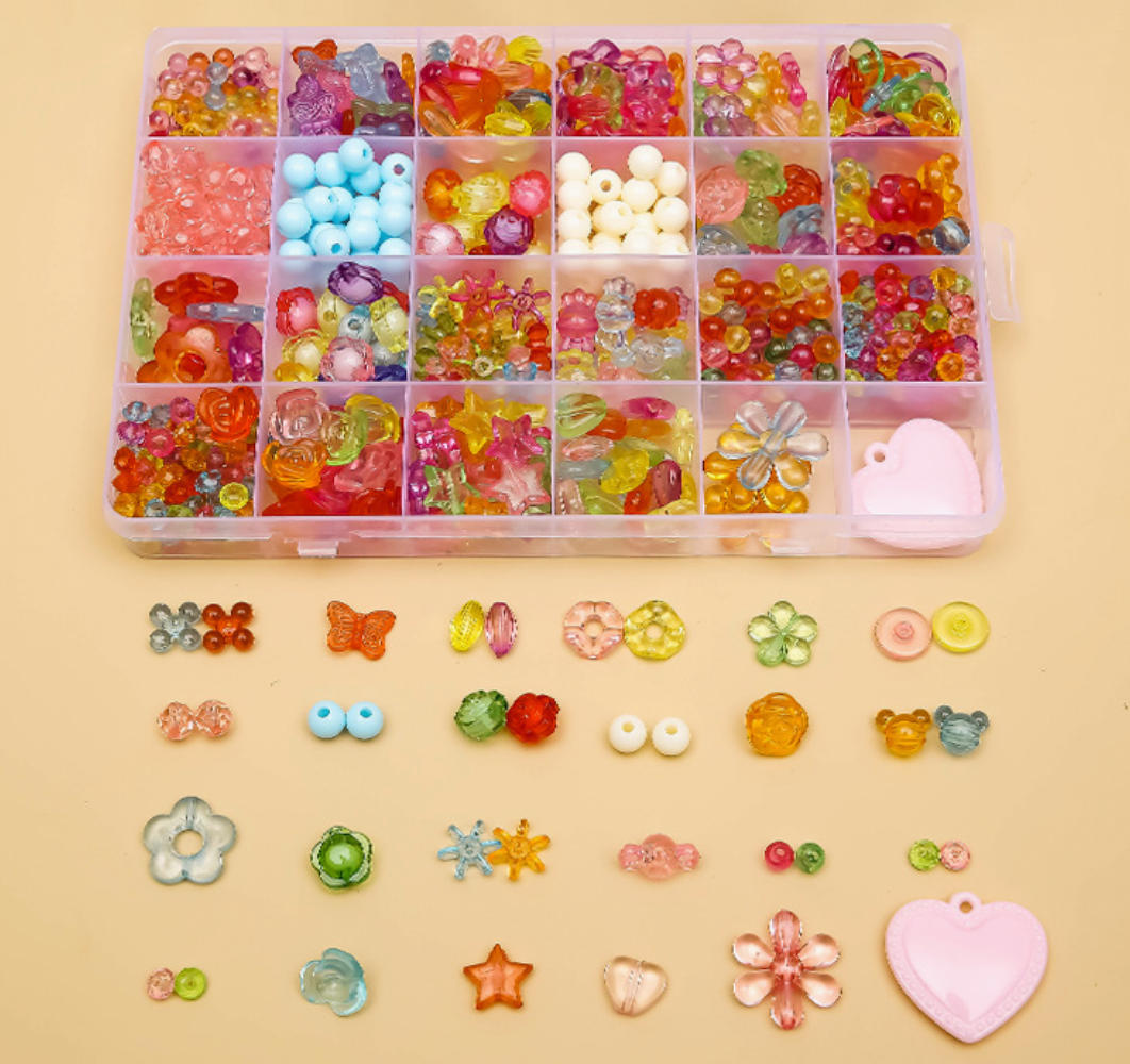 Children's beading educational toy, bead-threading craft kit, DIY bracelet and necklace for girls
