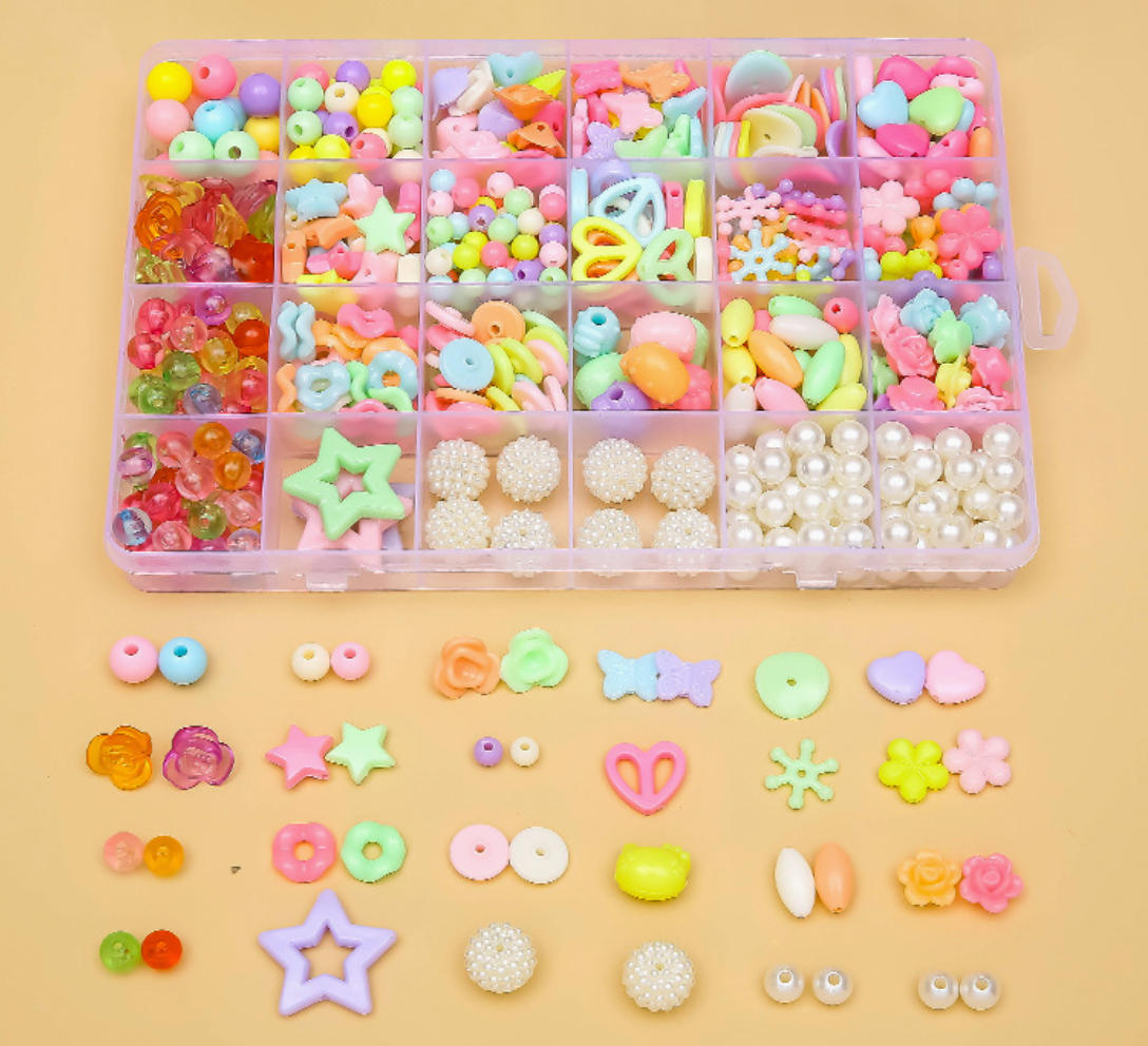 Children's beading educational toy, bead-threading craft kit, DIY bracelet and necklace for girls